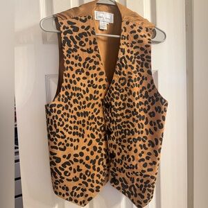 Vintage leather Leopard Print Vest